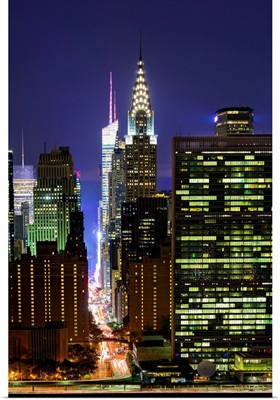 Chrysler Building And UN At Night