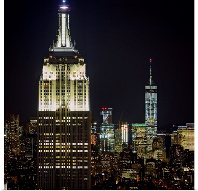 Empire State Building And Freedom Tower At Night
