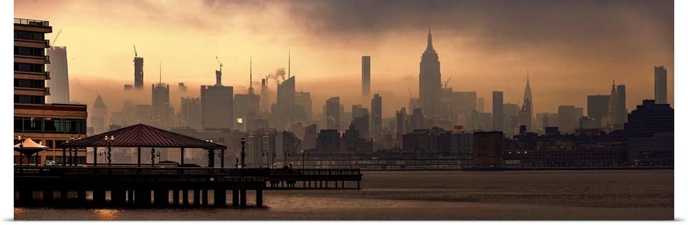 Foggy Manhattan Panoramic View From Jersey