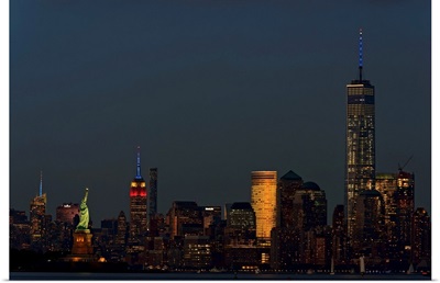 Freedom Tower, Empire State Building And Statue Of Liberty