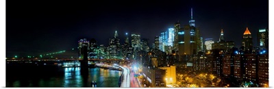 Lower Manhattan And Brooklyn Bridge Panoramic View