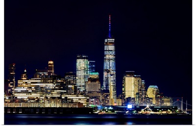 Lower Manhattan Panaromic View At Night