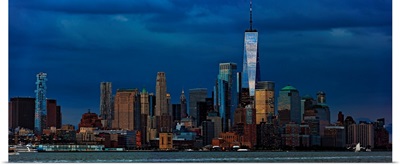 Lower Manhattan Panoramic View From New Jersey At Sunset