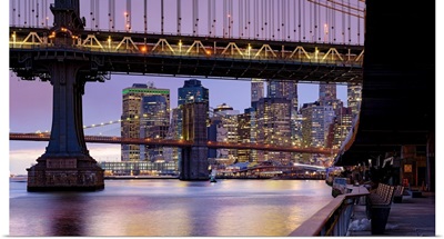 Manhattan Bridge And Brooklyn Bridge Panoramic View