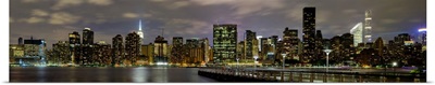 Manhattan Panoramic View On East River At Night