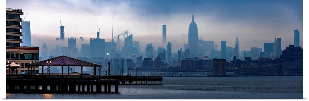 Manhattan Panoramic View Under Fog