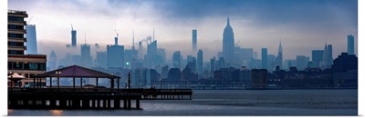 Manhattan Panoramic View Under Fog