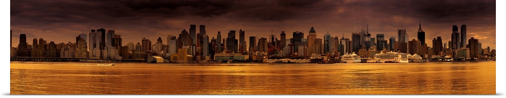 Manhattan Skyline View At Storm