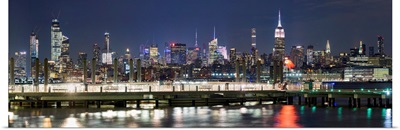 Manhattan Skyline View From Jersey City At Night