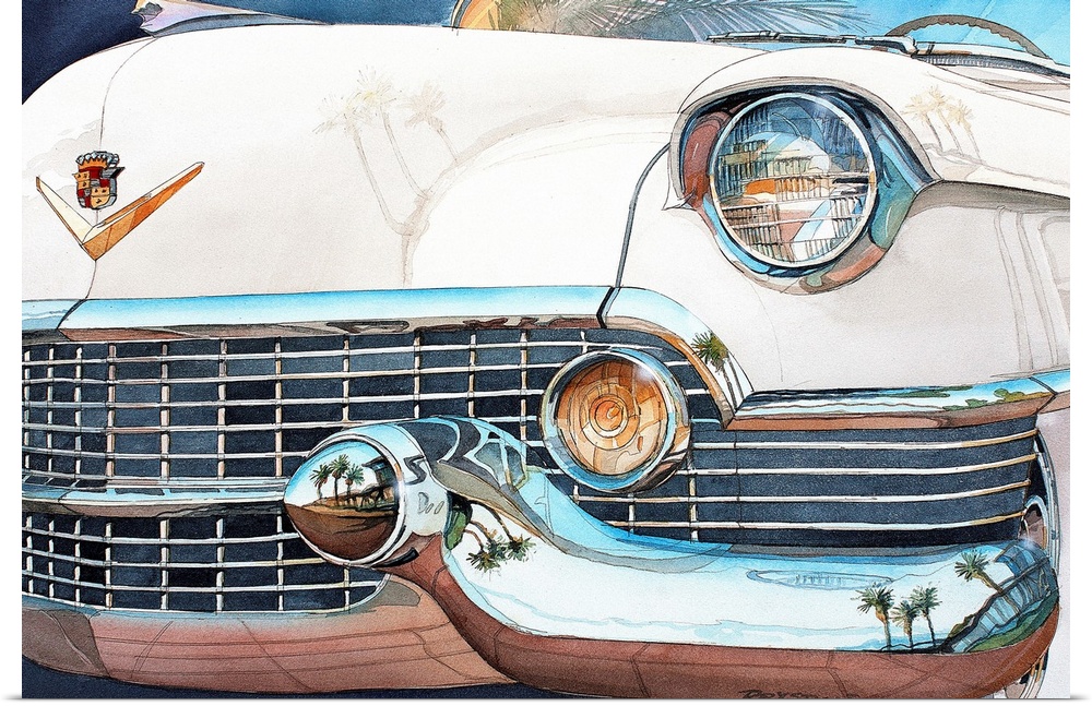 Watercolor of a '54 Cadillac Eldorado.