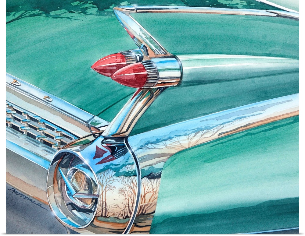 Watercolor of a Cadillac Eldorado fin