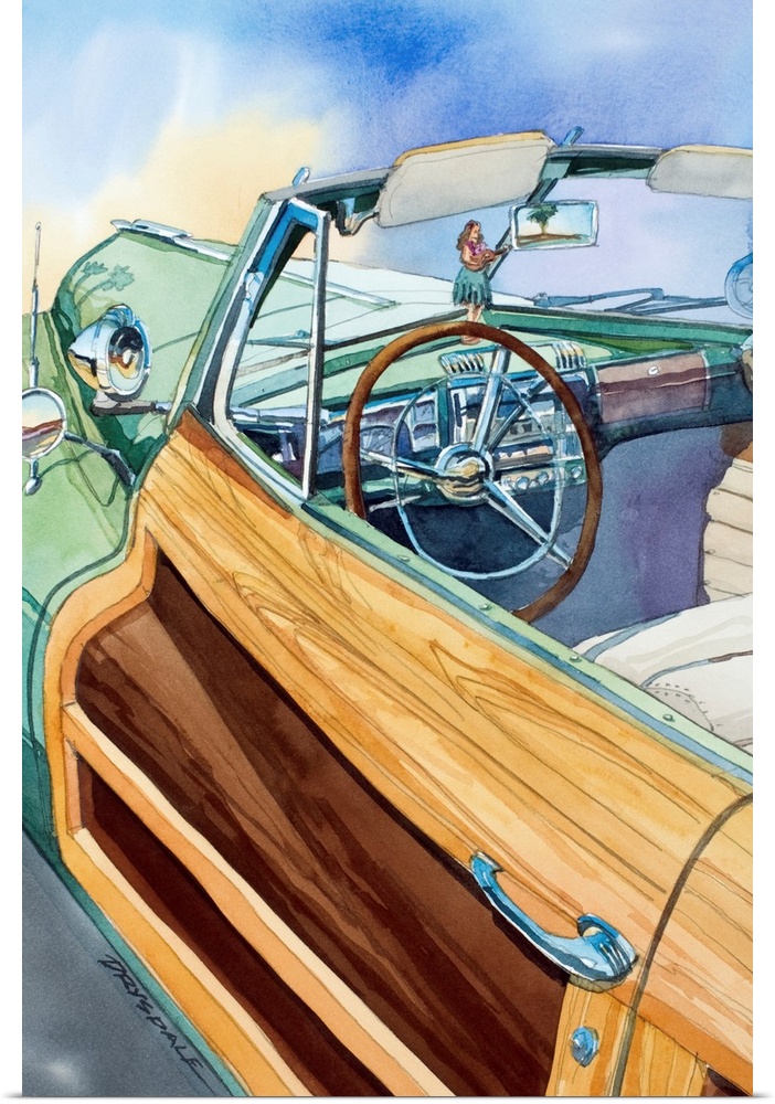 Watercolor painting of a 1948 Chrysler Town