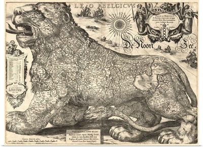 Antique Map of Belgium and the Netherlands, 1611