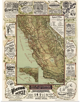 Antique Map of California, 1895