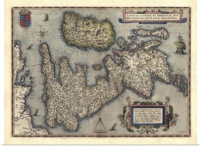 Antique Map of Great Britain and Ireland, 1570