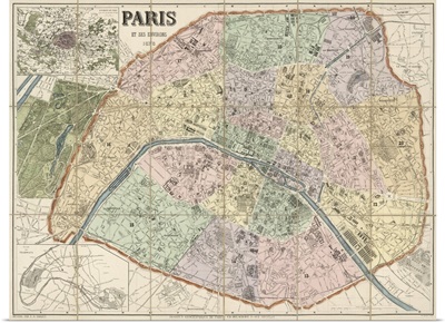 Antique Map of Paris