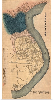Antique Map of Shanghai, 1884