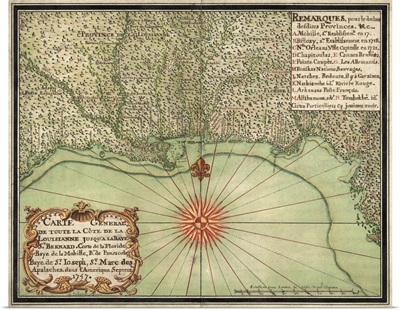 Antique Map of the Gulf Coast, 1747