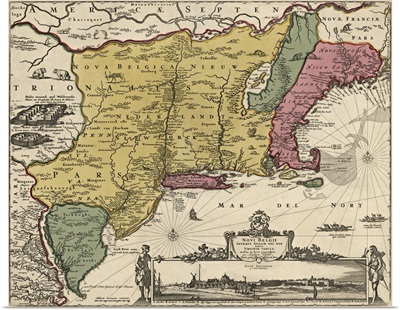 Antique Map of the Mid Atlantic and New England, 1685