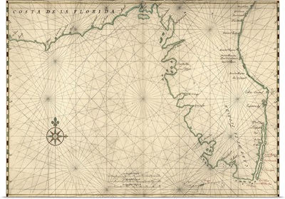 Antique Map of the Peninsula of Florida, ca. 1639