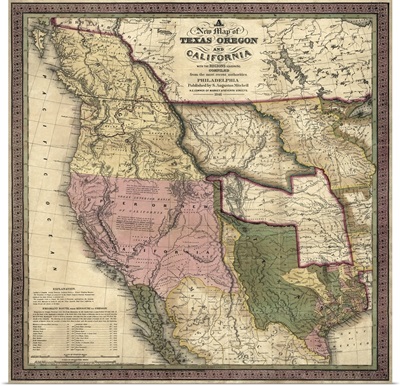 Antique Map of the Western US, 1846