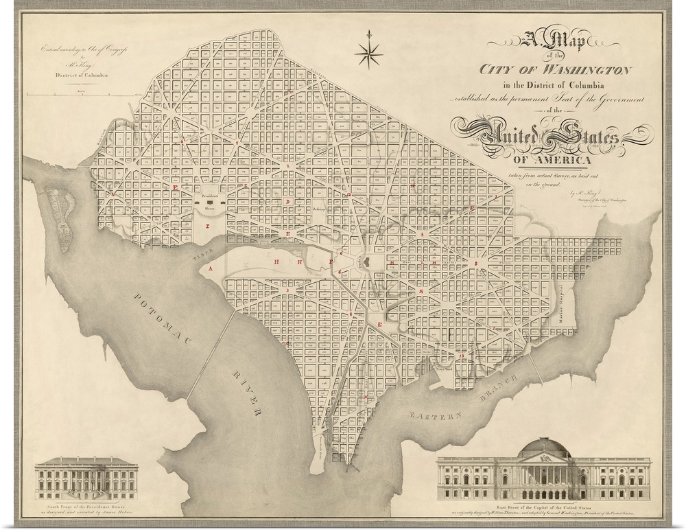A Map of the City of Washington in the District of Columbia Established as the Permanent Seat of the Government of the Uni...