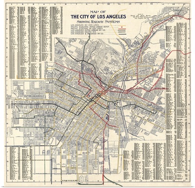 Map of the City of Los Angeles Showing Railway Systems, 1906
