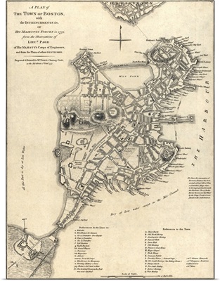 The Town of Boston, with the Intrenchments etc. of His Majestys Forces in 1775