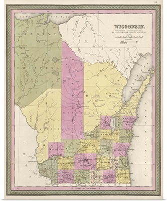 Vintage Map of Wisconsin