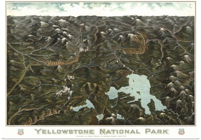 Vintage map of Yellowstone National Park
