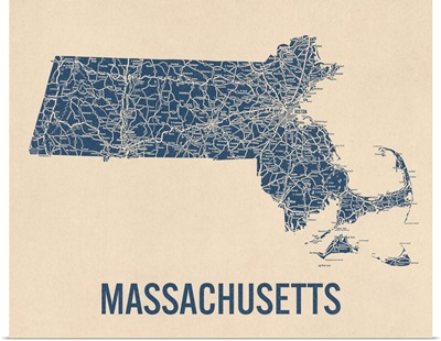 Vintage Massachusetts Road Map 1
