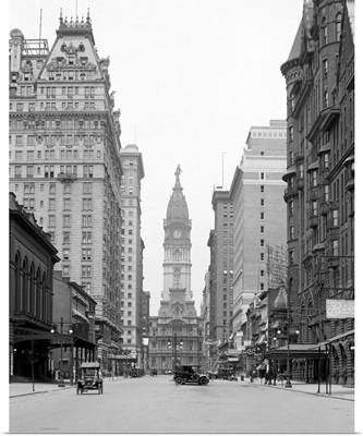 Vintage photograph of Broad Street and City Hall Tower, Philadelphia, Pennsylvania