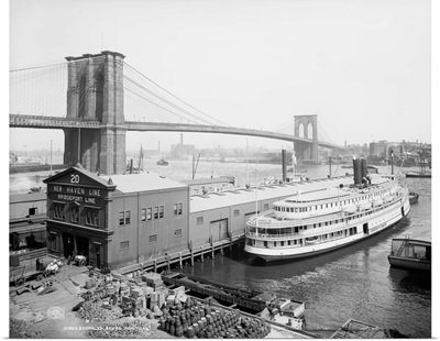 Vintage photograph of Brooklyn Bridge, New York City