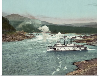 Vintage photograph of Columbia River Cascades and Steamboat