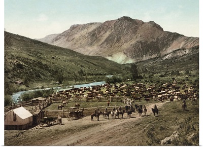Vintage photograph of Cowboys on the Cimarron River, Colorado