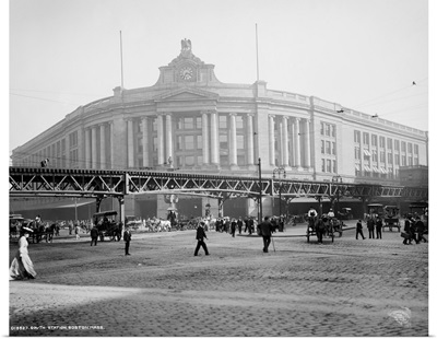 Vintage photograph of South Station, Boston, Massachusetts