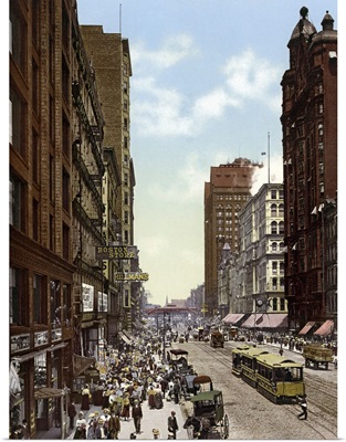Vintage photograph of State Street North from Madison, Chicago, Illinois