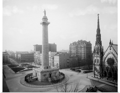 Vintage photograph of Washington Monument, Baltimore, Maryland