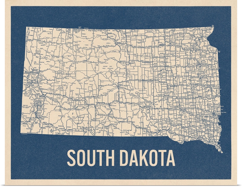 Vintage South Dakota Road Map 2