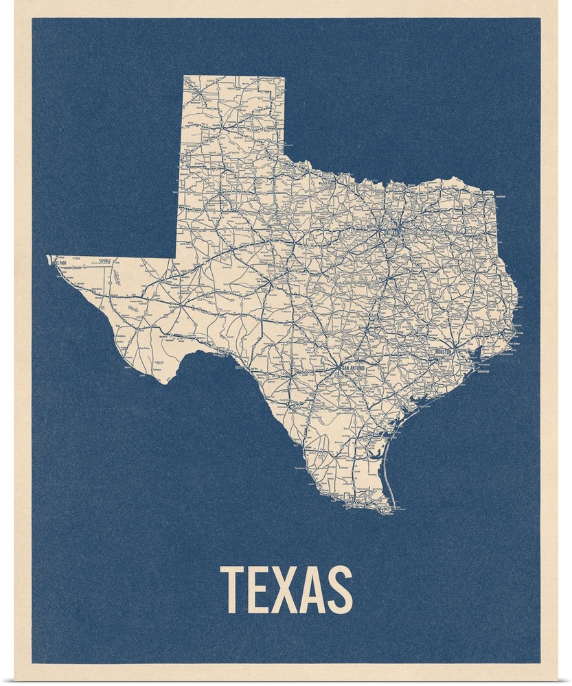 Vintage Texas Road Map 2