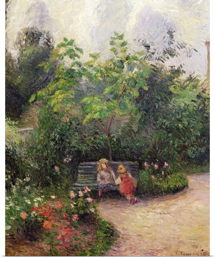 XIR34141 A Corner of the Garden at the Hermitage, Pontoise, 1877 (oil on canvas)  by Pissarro, Camille (1831-1903); 55x46 ...