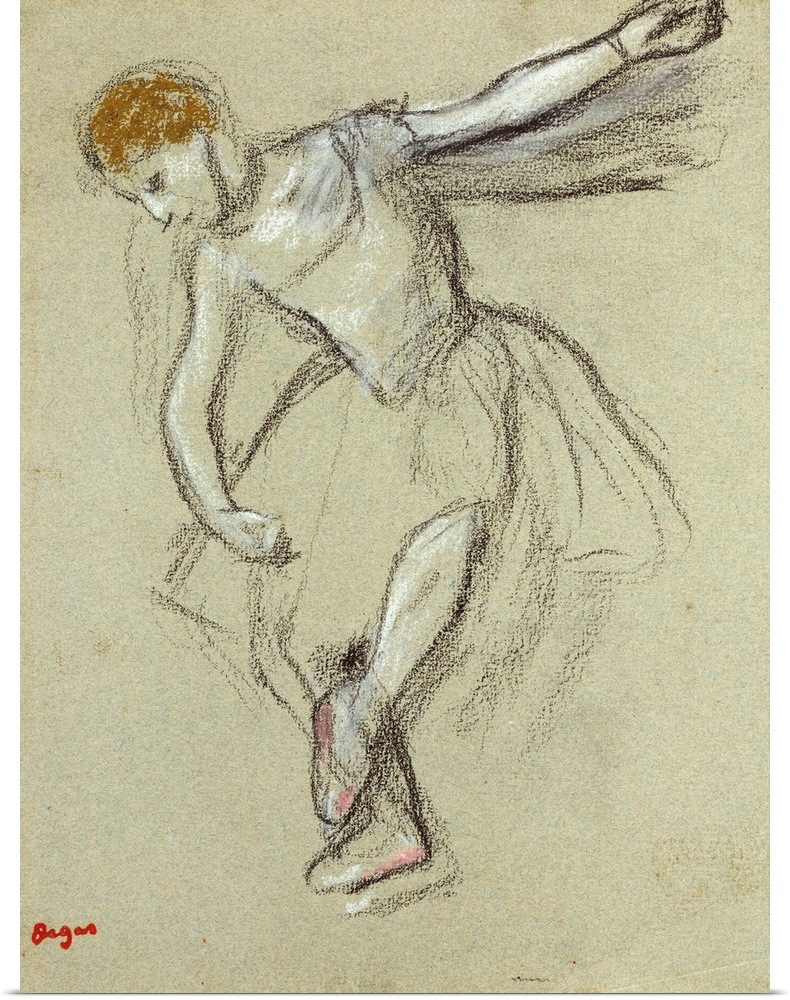 A Dancer in Profile (chalk) by Degas, Edgar (1834-1917)