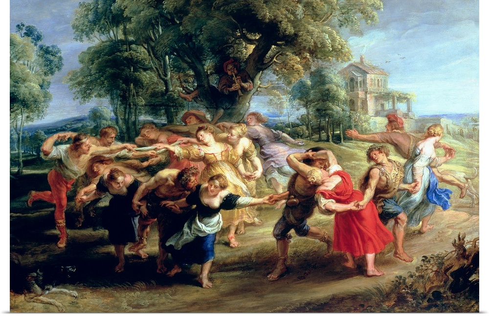 XIR36861 A Peasant Dance, 1636-40 (oil on panel)  by Rubens, Peter Paul (1577-1640); 73x106 cm; Prado, Madrid, Spain; (add...