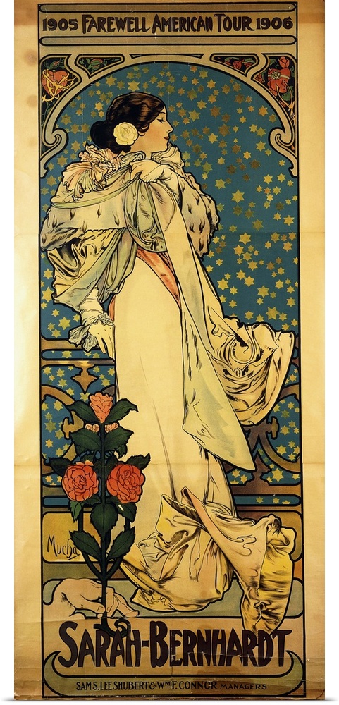A poster for Sarah Bernhardt's Farewell American Tour, 1905-1906, c.1905