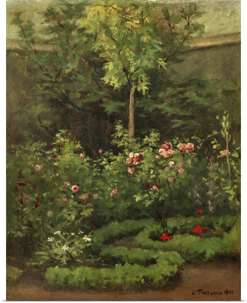 A Rose Garden, 1862 (originally oil on canvas) by Pissarro, Camille (1830-1903)