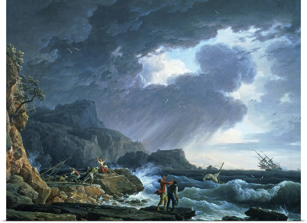 XAM77176 A Seastorm, 1752  by Vernet, Claude Joseph (1714-89); oil on canvas; 72.7x98.4 cm; Private Collection; French, ou...