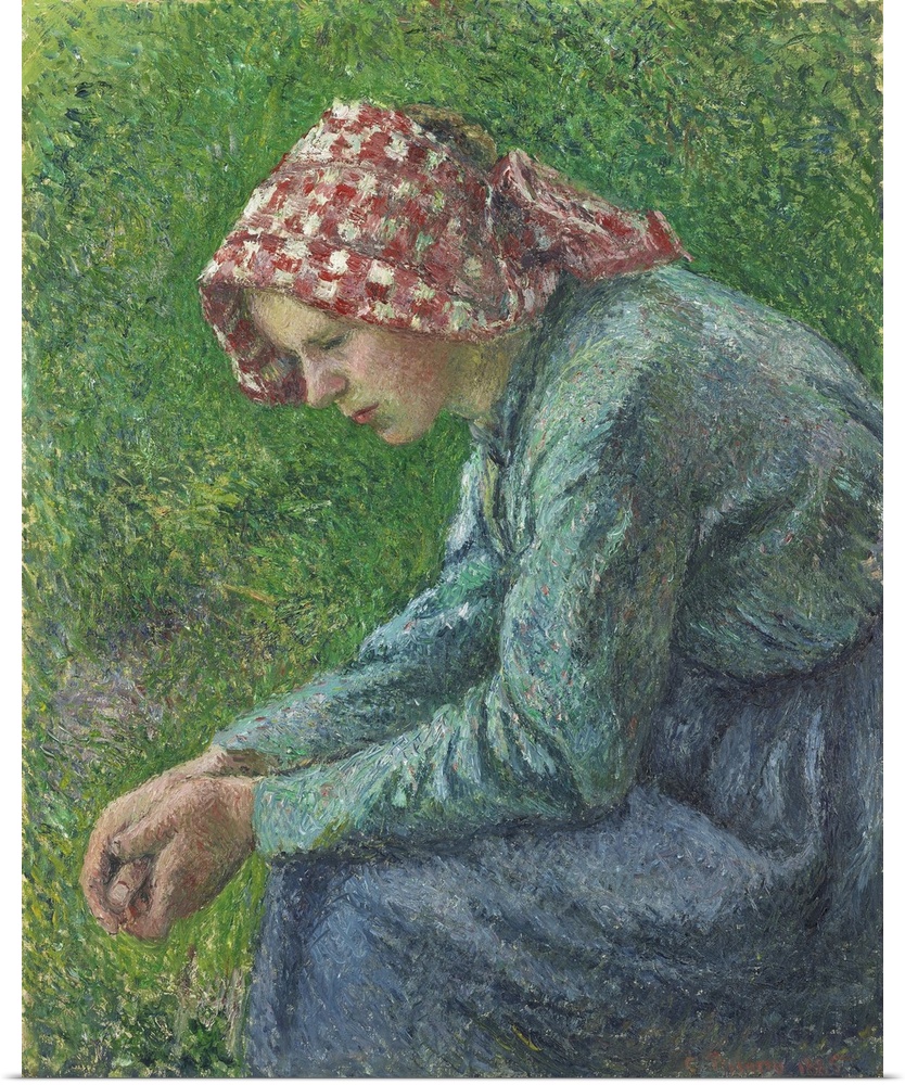 A Seated Peasant Woman, 1885 (originally oil on canvas) by Pissarro, Camille (1830-1903)
