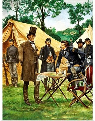 Abraham Lincoln (1809-65) plans his campaign during the American Civil War (1861-65)