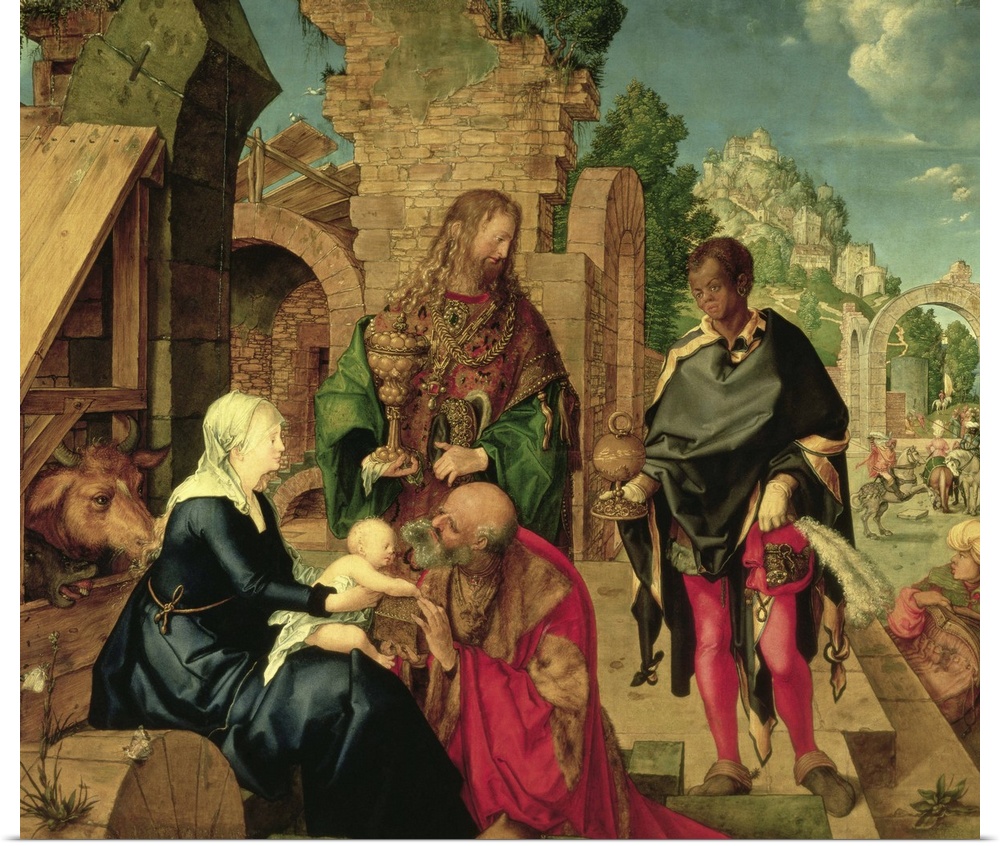 XJL9627 Adoration of the Magi, 1504 (oil on panel)  by Durer or Duerer, Albrecht (1471-1528); 100x114 cm; Galleria degli U...