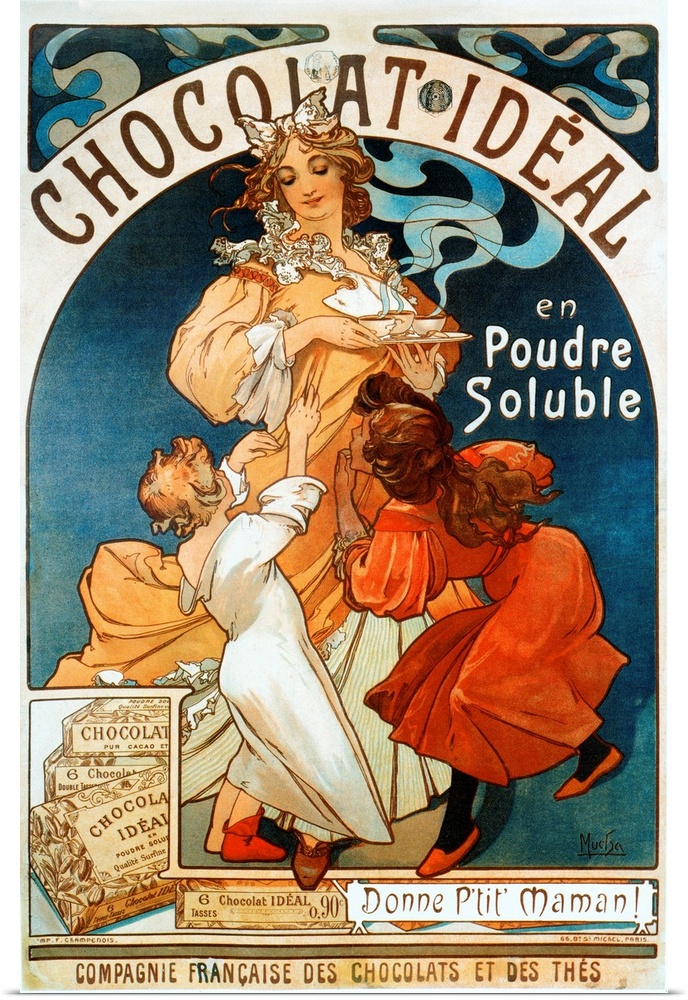 Advertising poster by Alphonse Mucha (1860-1939) for chocolate "Chocolate Ideal" 1897.